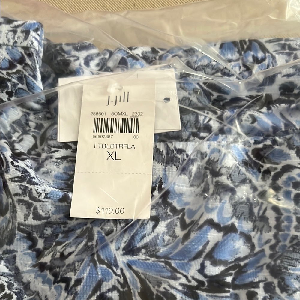 J. Jill Blue and Black Patterned maxi dress xl